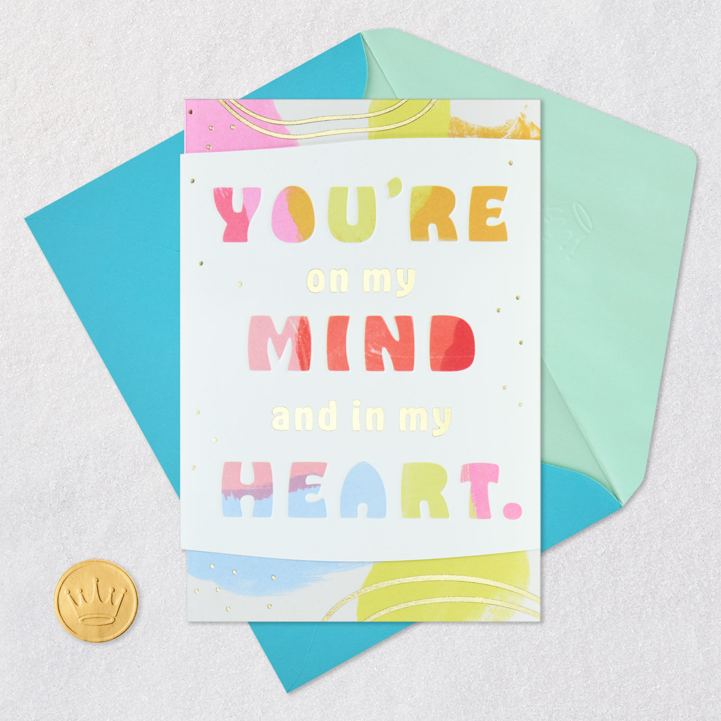 Colorful Abstract Lettering Thinking of You Card  image number 6