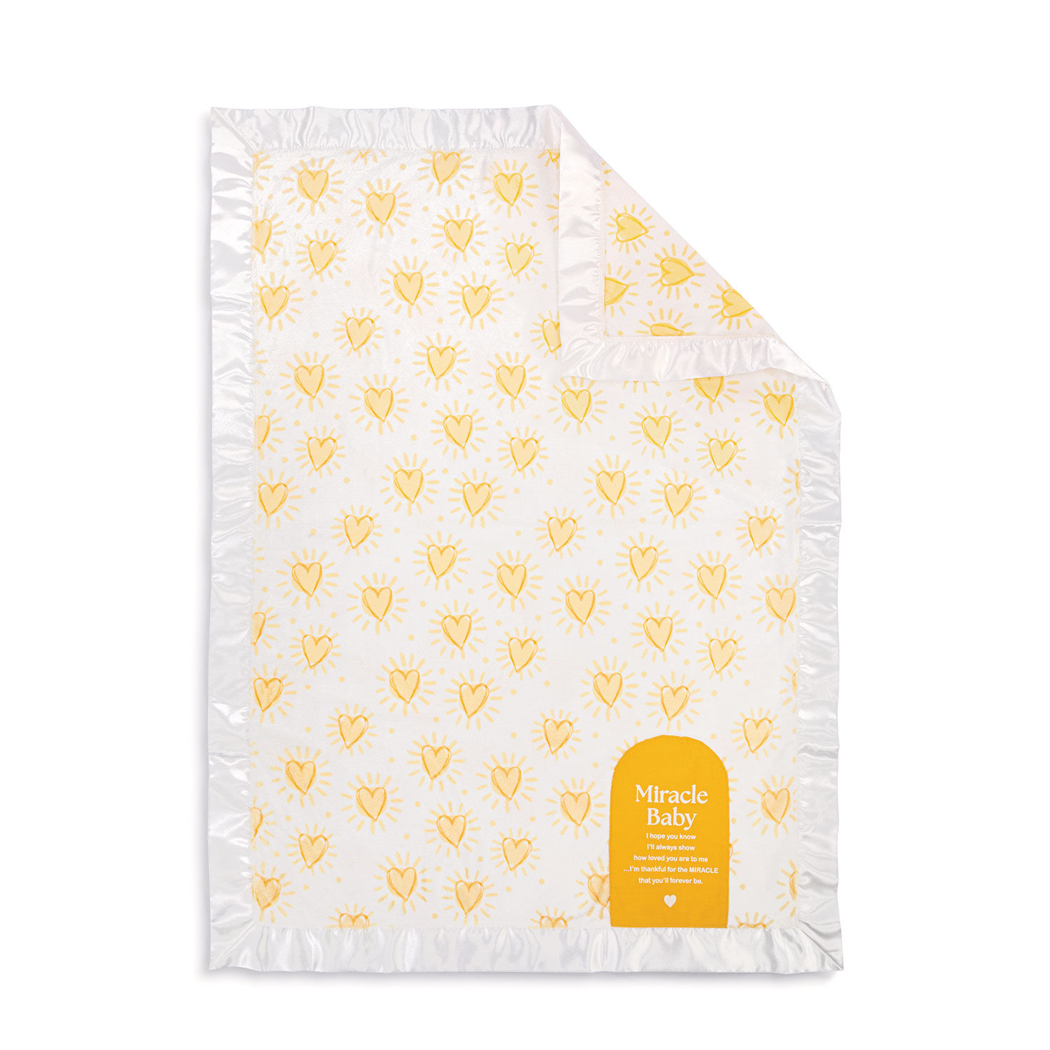 Demdaco White Blanket With Yellow Hearts front image number 1