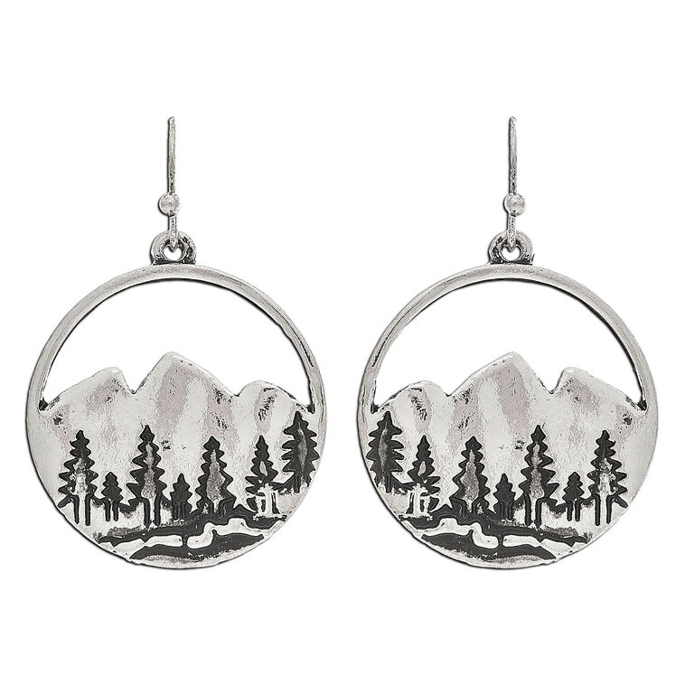 Rain Jewelry Silver Metal Mountain Silhouette Drop Earrings