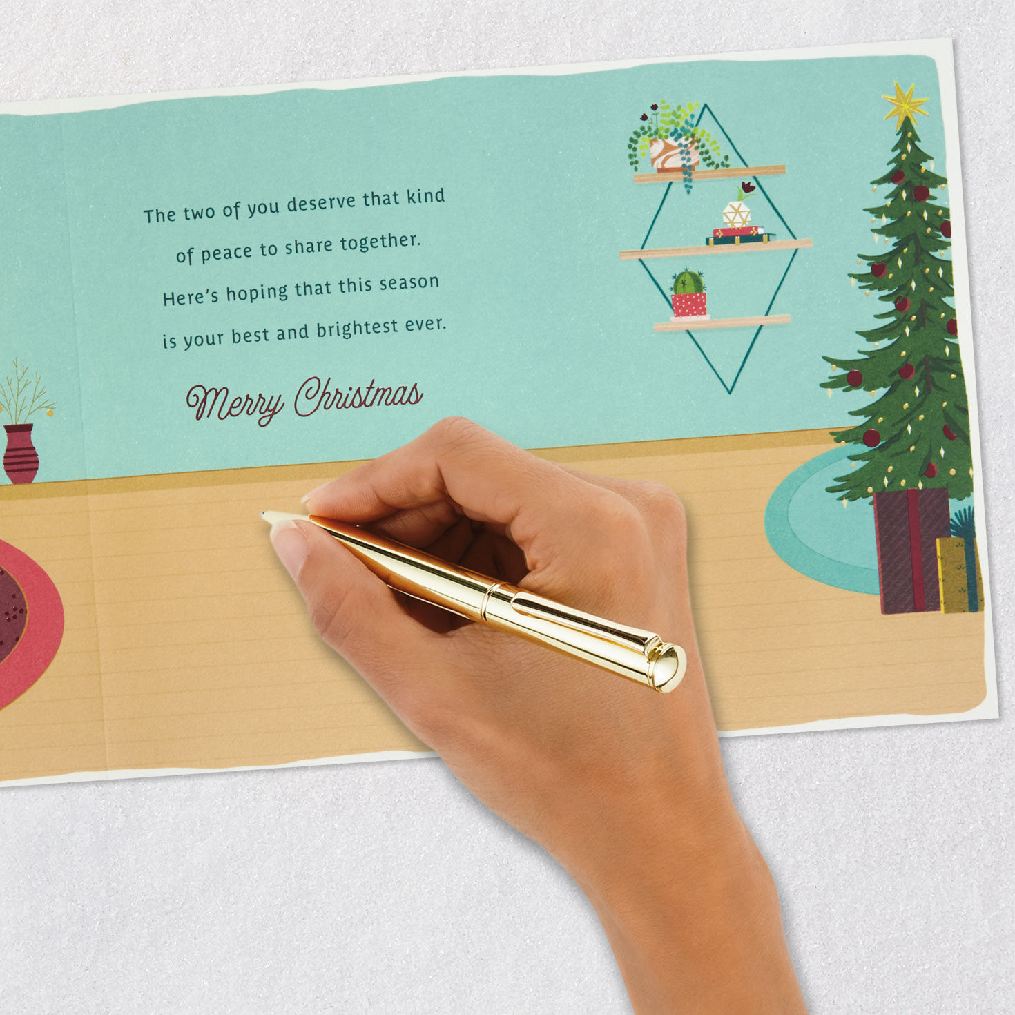 Couple Building Snowman Daughter and Husband Christmas Card signing card image number 8
