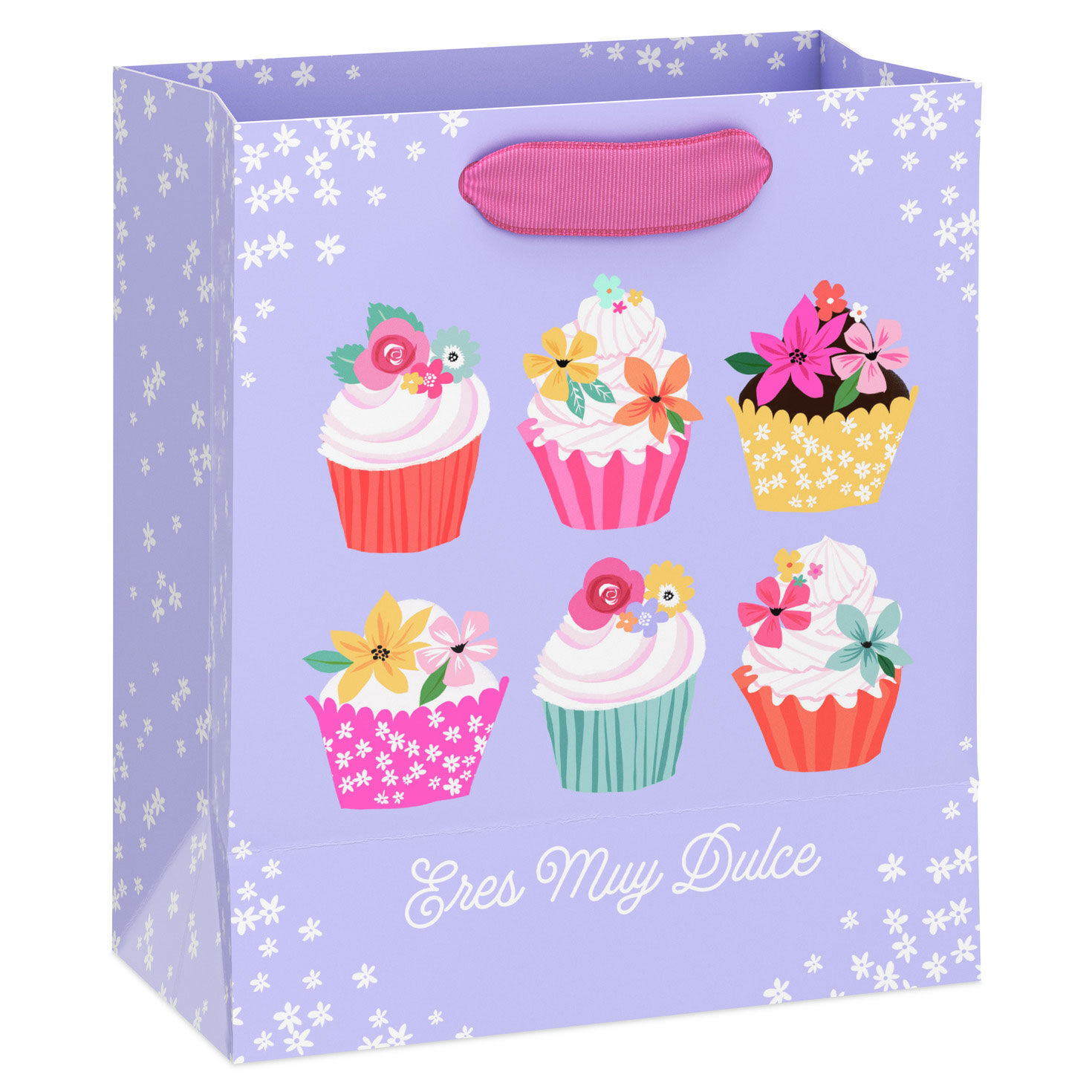 Spanish Language Cupcakes Small Lavender Gift Bag Back image number 6