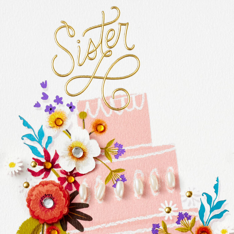 Birthday Sister Beautiful Flowers 5.5"x8" Hallmark Expressions