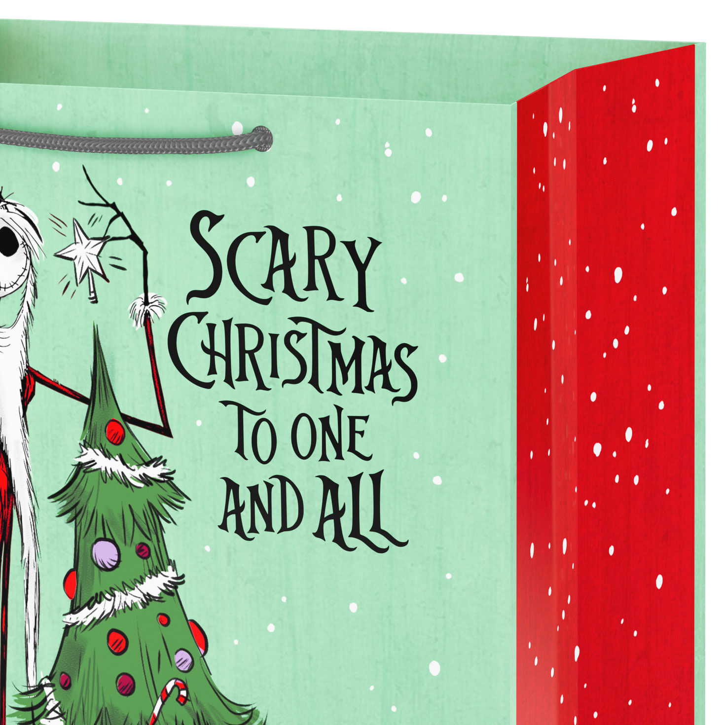Jack Skellington Green Large Christmas Gift Bag Handle Detail image number 4