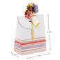 9.7" Striped Medium Fold-Top Gift Bag With Flower Pick, , large image number 3