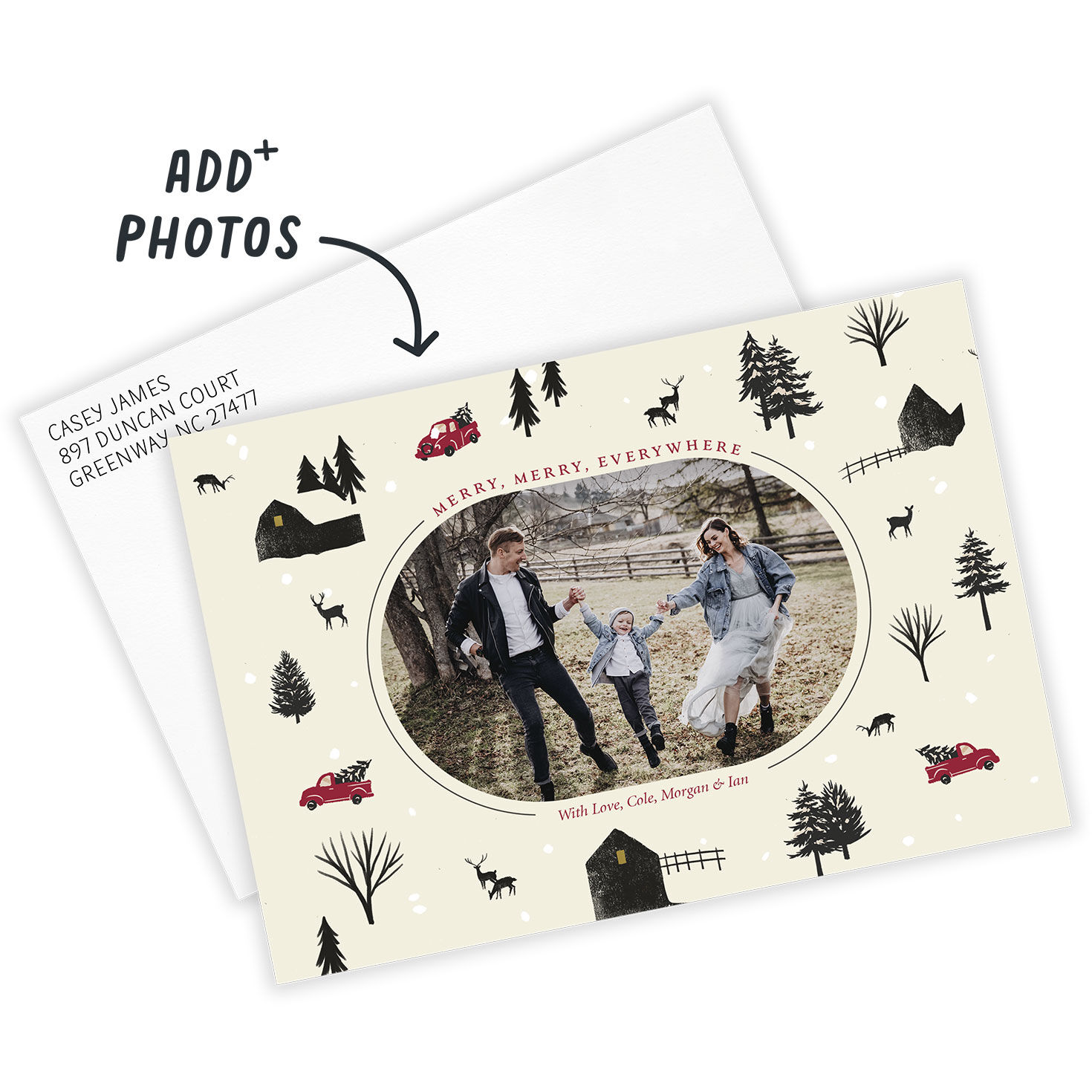 Woodland Farm Truck Flat Christmas Photo Card, , large image number 3