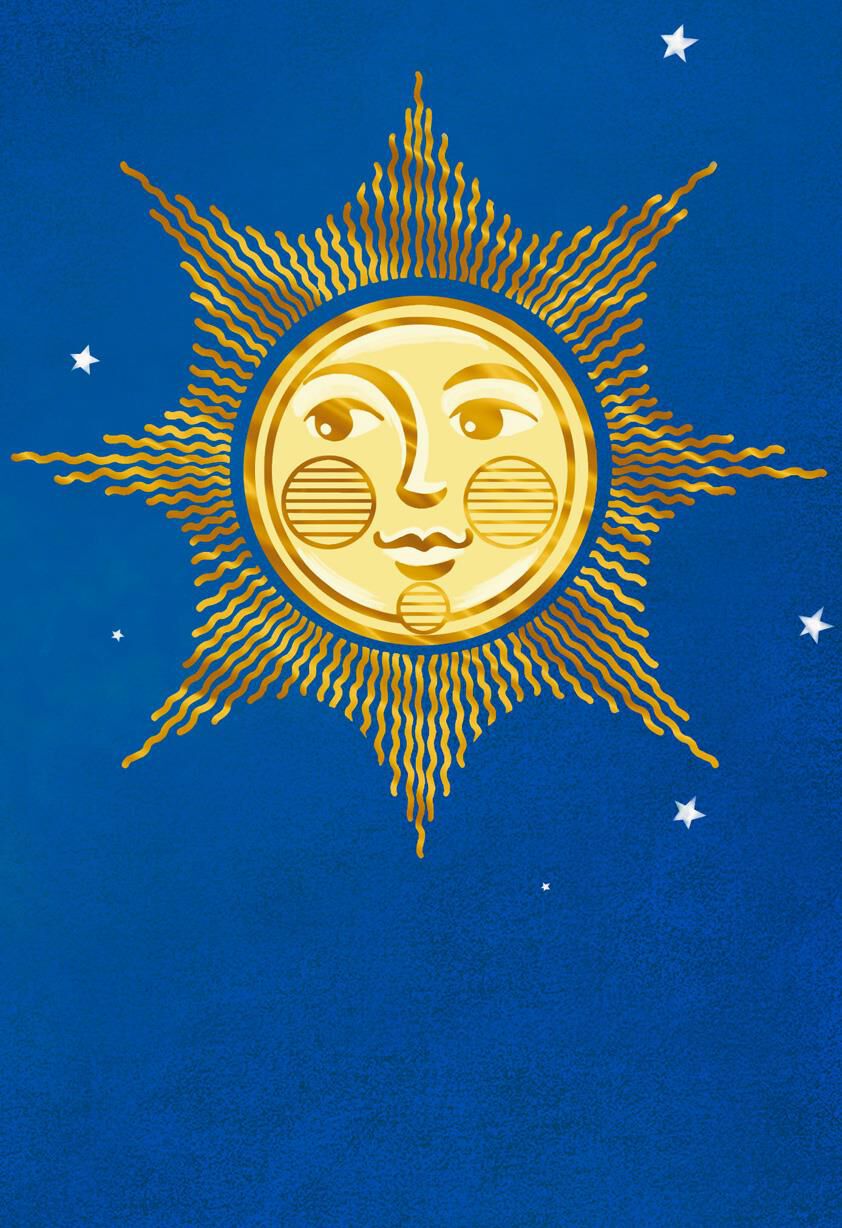 Gold Sun and Stars Blank Card
