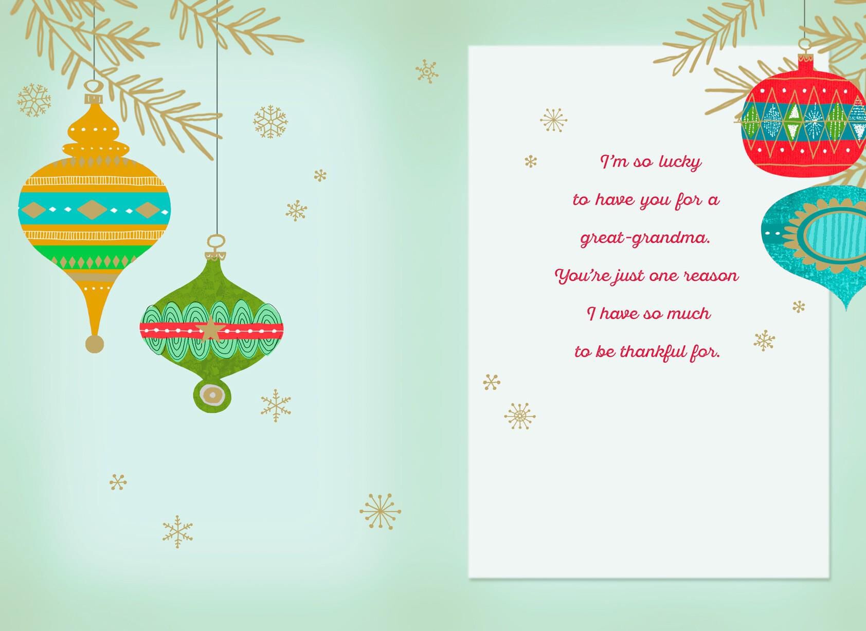 Great-Grandma Ornaments Merry Christmas Card