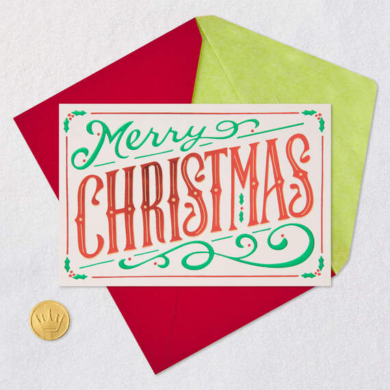 Merry Christmas Lettering Blank Christmas Card, , large image number 4