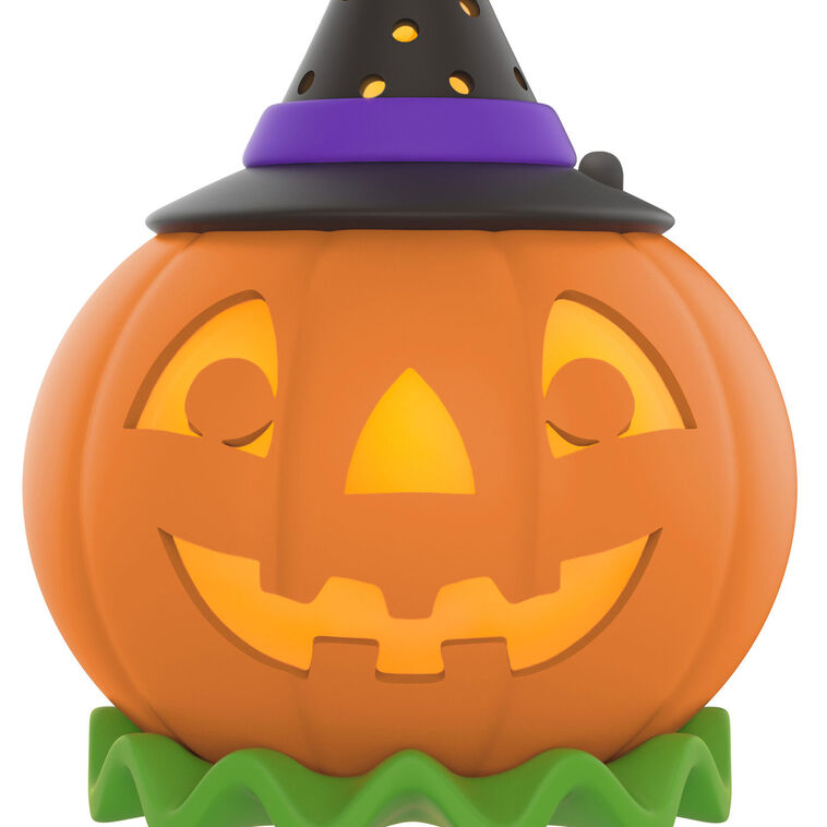 Pumpkin With Witch Hat Keepsake Tree Topper closeup view image number 4
