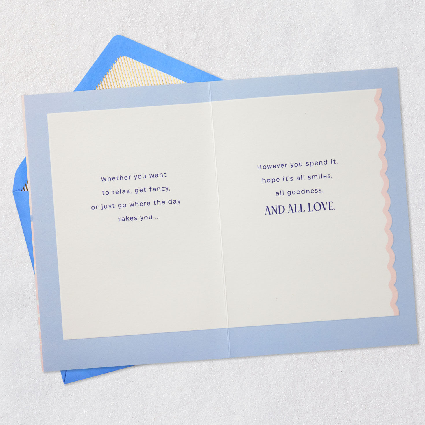 Pink and Blue Ribbon Bows Mother's Day Card Open card with envelope image number 4