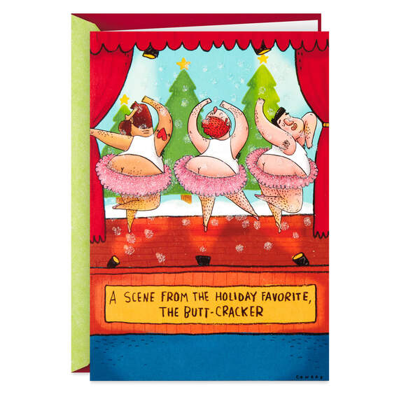 Butt-Cracker Ballet Funny Christmas Card, , large image number 1