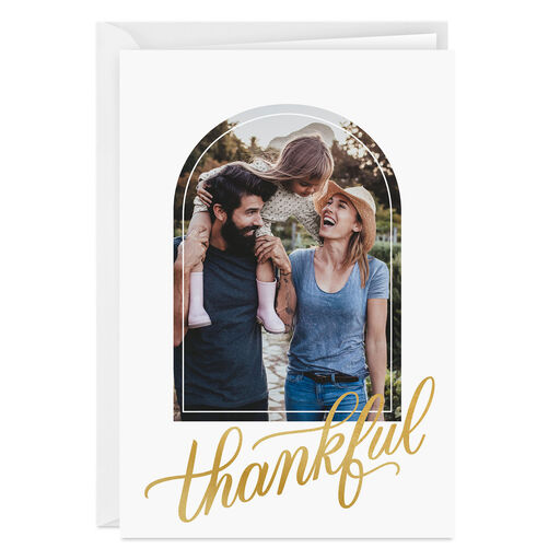 Elegant Thankful Folded Photo Card, 