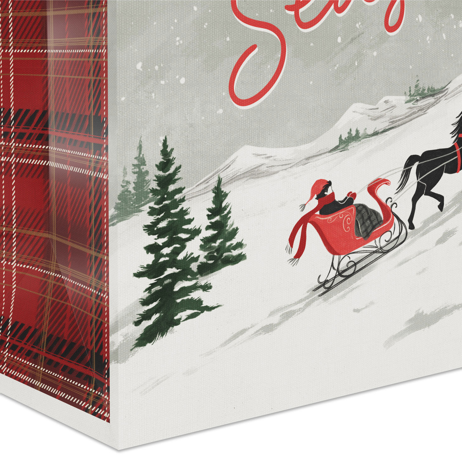 Vintage Sleigh Medium Holiday Gift Bag Base/Side Detail image number 5