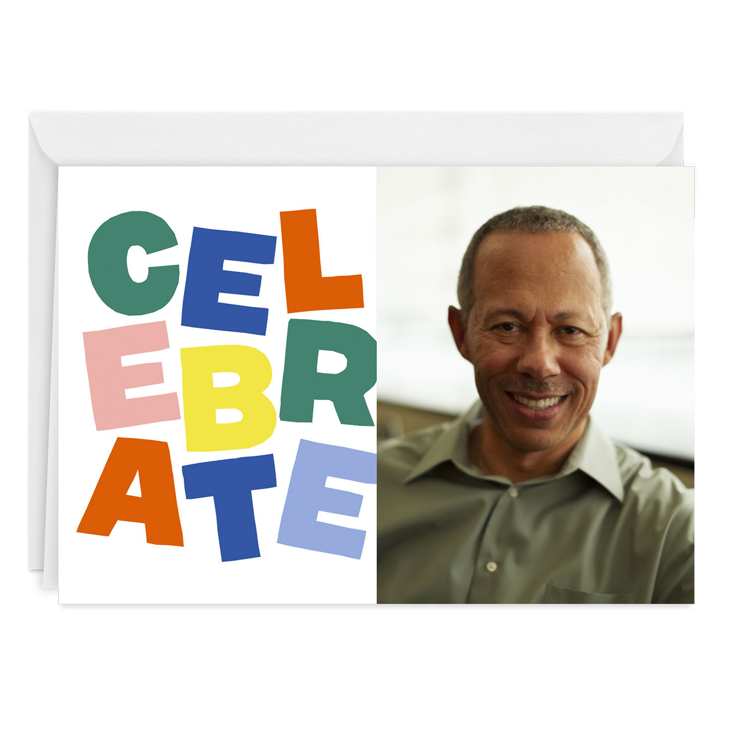 Bold Stacked Letters Custom Celebration Card