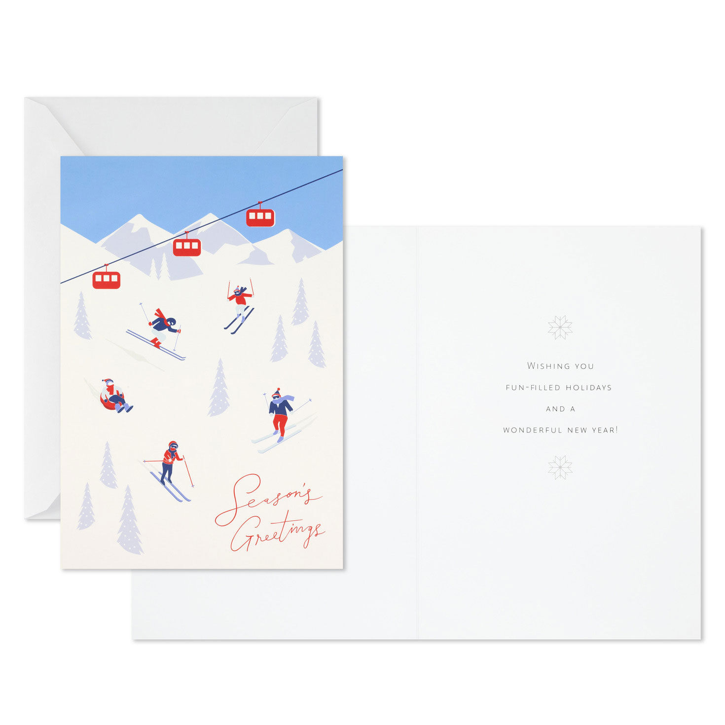 Alpine Ski Lift Boxed Christmas Cards Pack Card Front with Sentiment image number 3