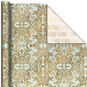 Floral on Blue/Merry Christmas Reversible Gift Wrap  image number 1