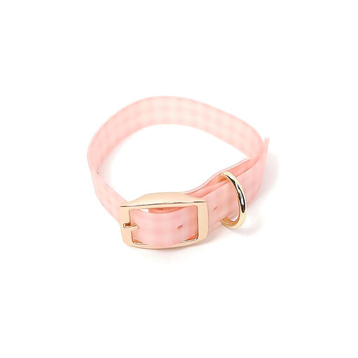 Mary Square Pink Gingham Dog Collar, 