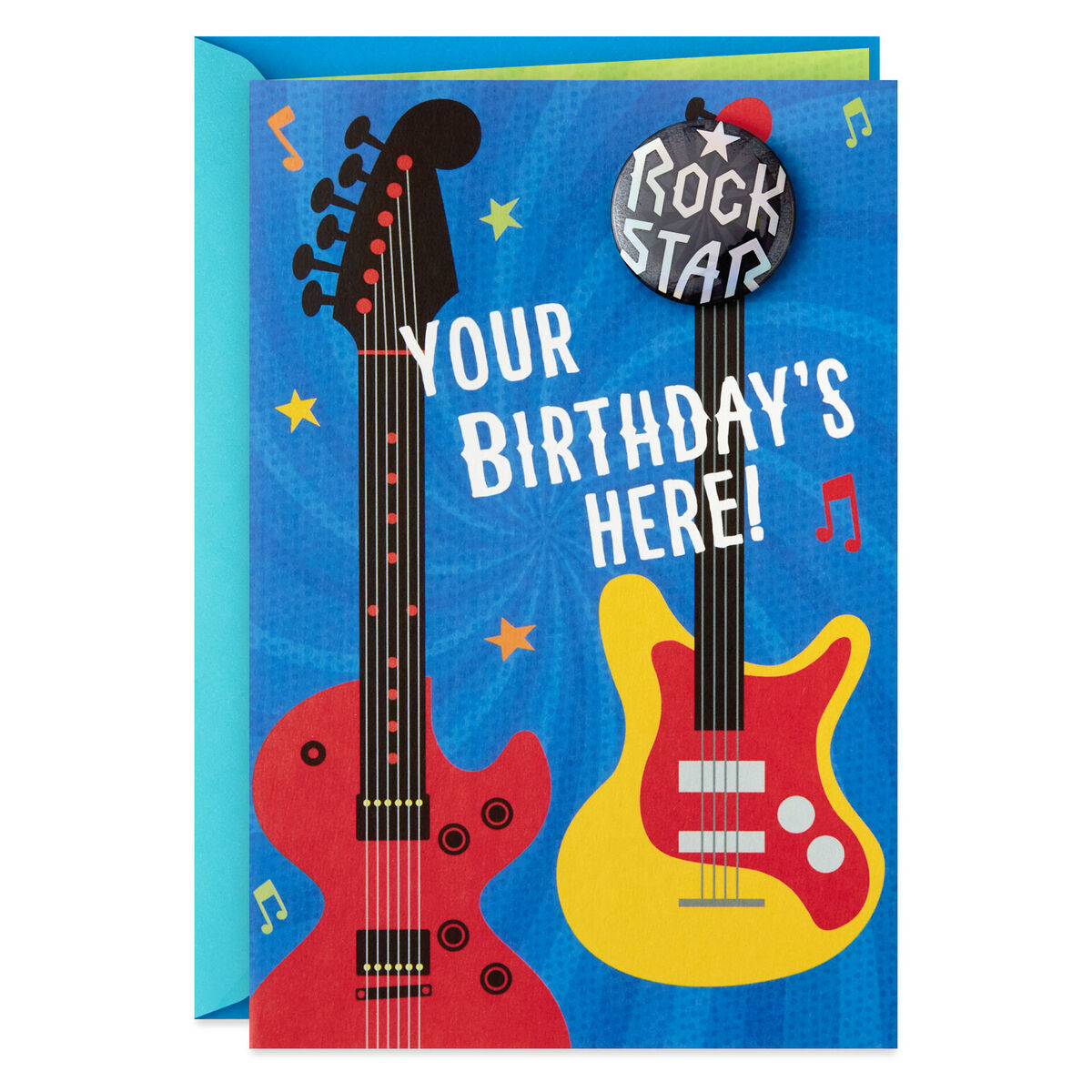 Rock Star Epic Birthday Card With Wearable Pin - Greeting Cards - Hallmark