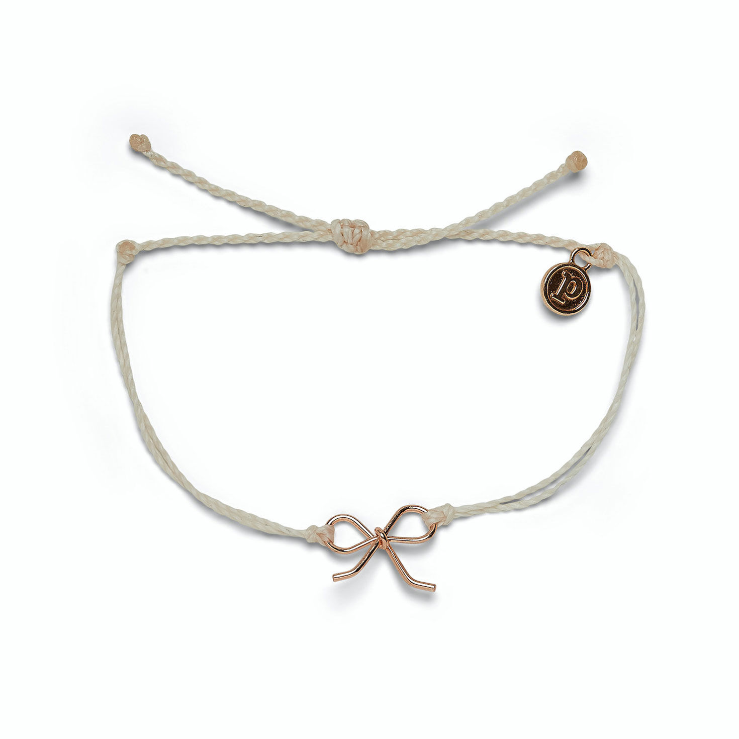 Pura Vida Ivory and Rose Gold Bow Charm Bracelet