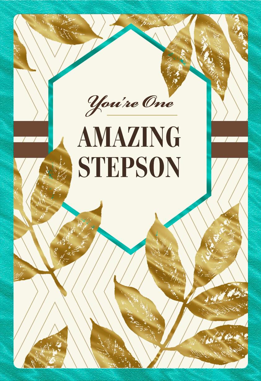 Gold Leaf Birthday Card for Stepson