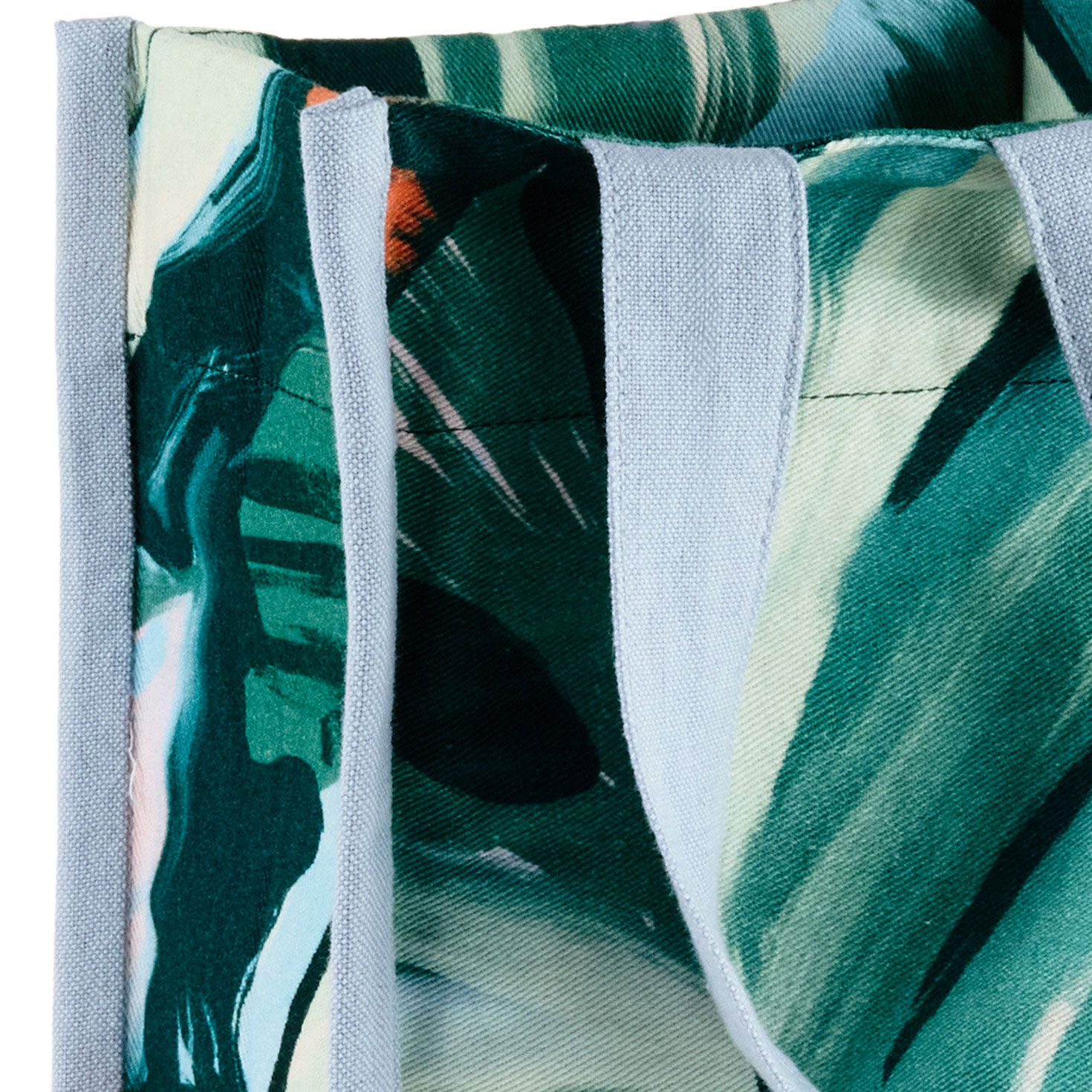 Green Floral Print Canvas Wine Bag upclose view image number 5