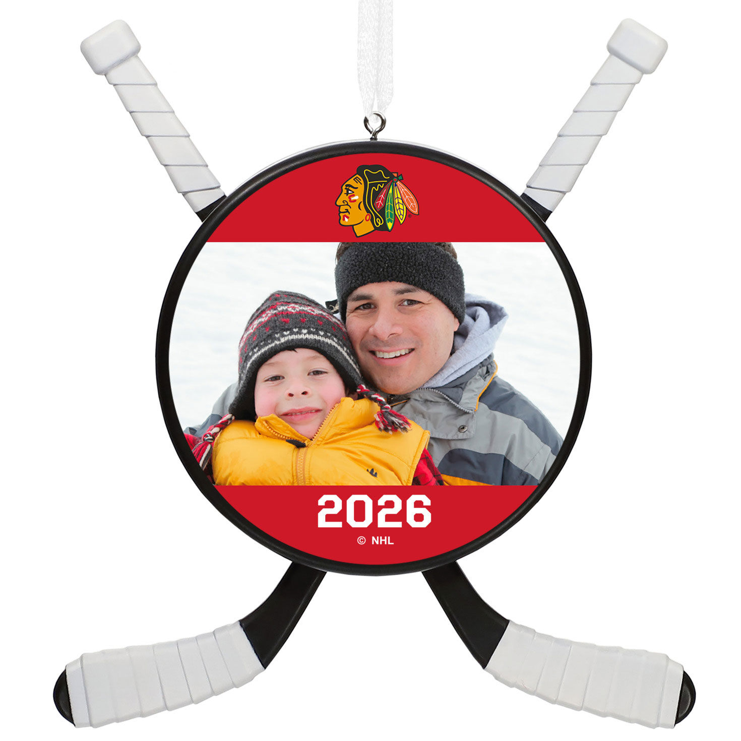 NHL Chicago Blackhawks® Hockey Personalized Ornament, Custom Photo and Text