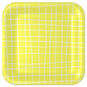 Yellow Grid Square Dinner Plates, Set of 8, , large image number 1