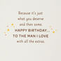 A Little Extra for the Man I Love Romantic Birthday Card for Him, , large image number 3