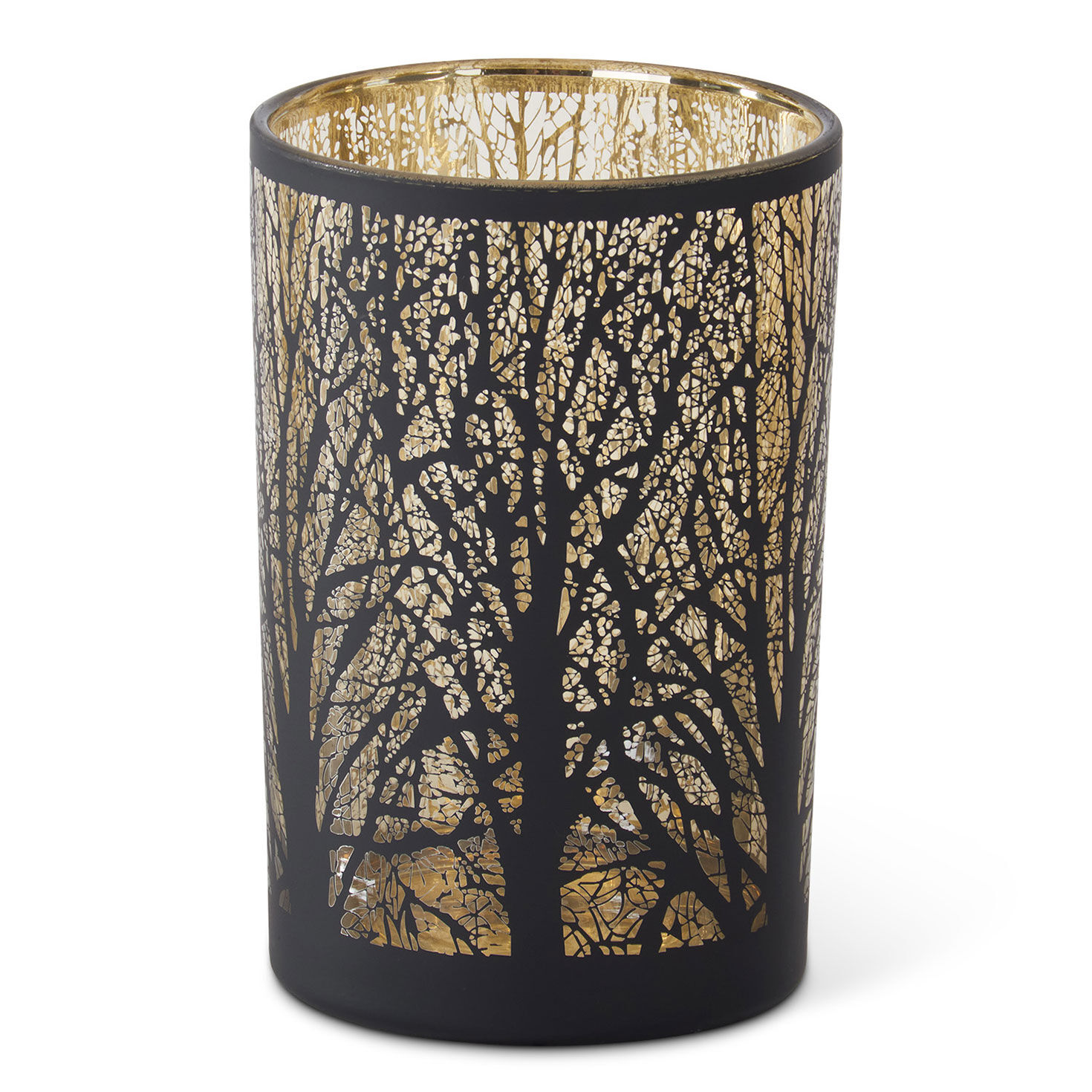 K&K Interiors Large Spooky Trees Glass Candle Holder, 7"