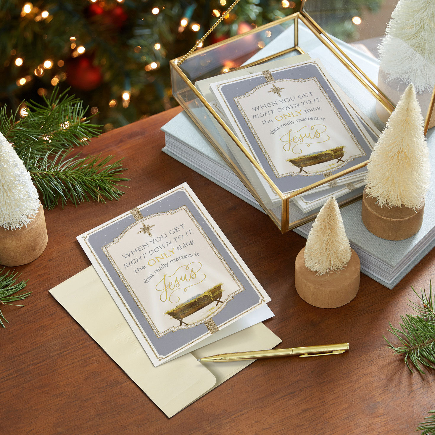 Ornate Frame DaySpring Religious Christmas Cards in use image number 8