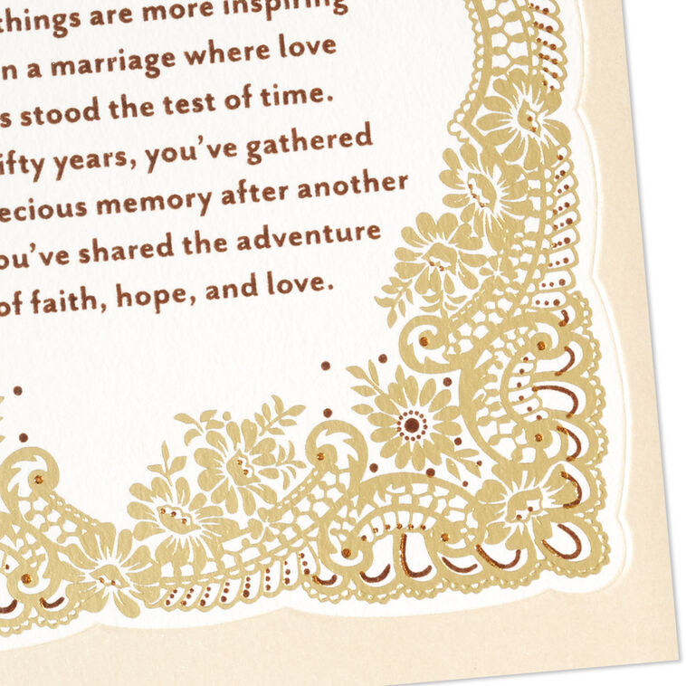 Gold Filigree Religious 50th Anniversary Card for Couple Card Front Detail image number 6