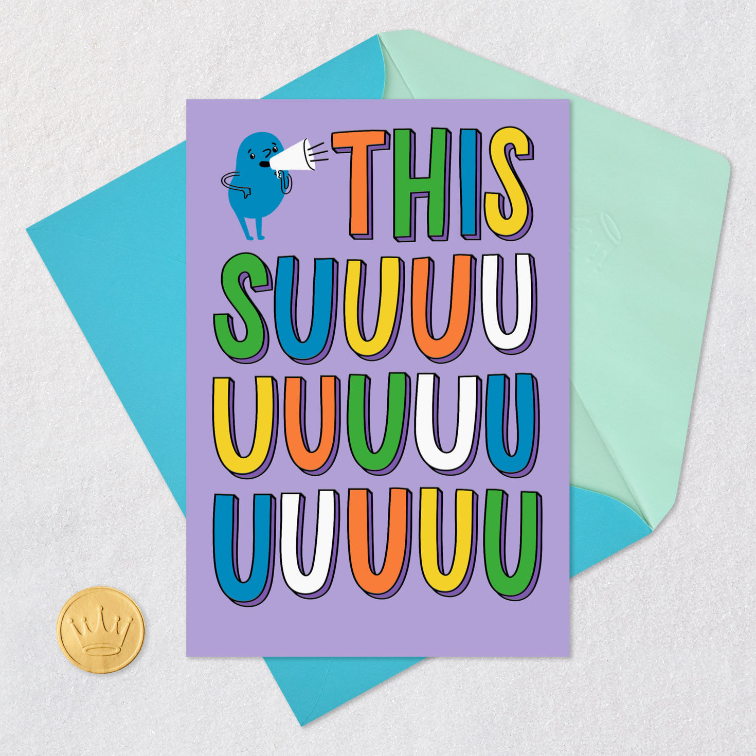 Megaphone Message Encouragement Card Card Front with Envelope and Gold Seal image number 5