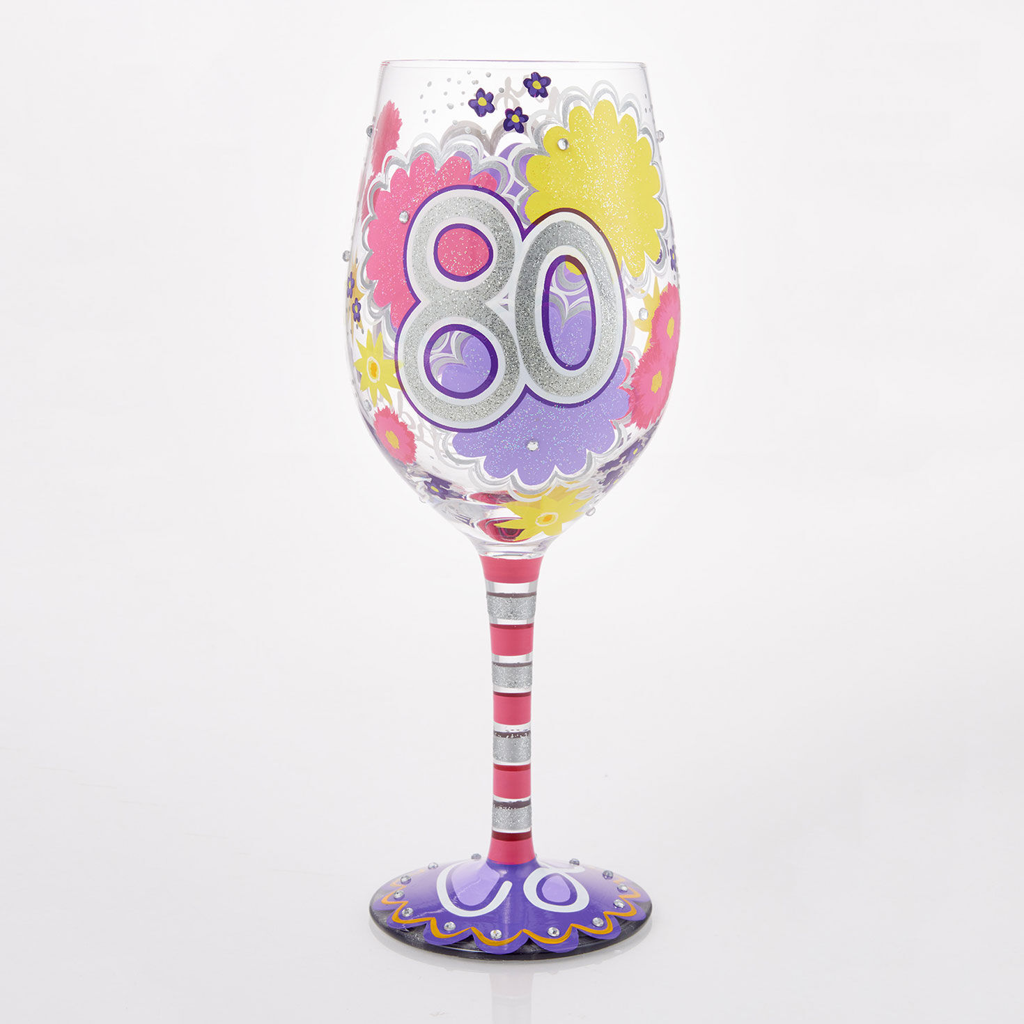 Lolita Happy 80th Birthday Handpainted Wine Glass, 15 oz., , large image number 2