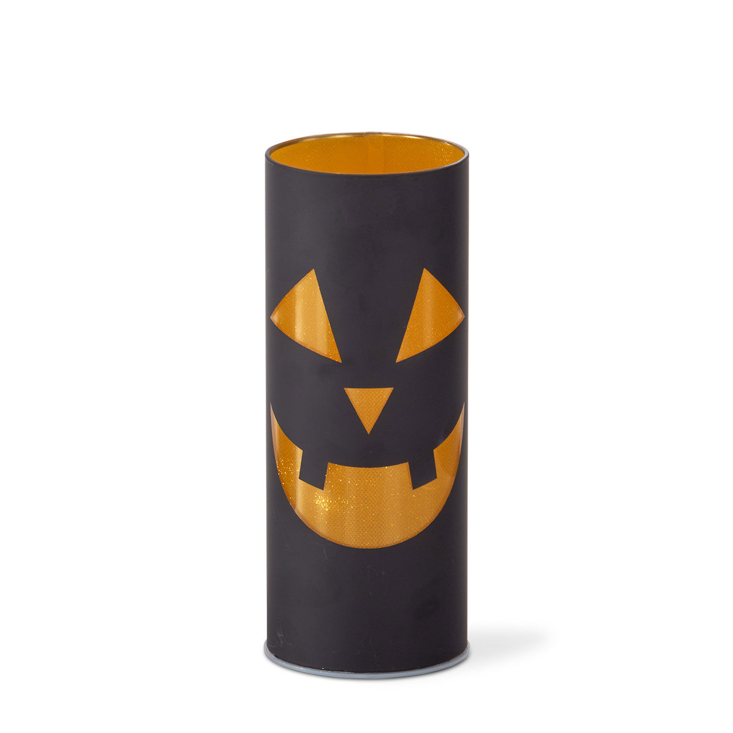 K&K Interiors Black and Gold Glass Jack-o'-Lantern Decoration With LED Light, 8"