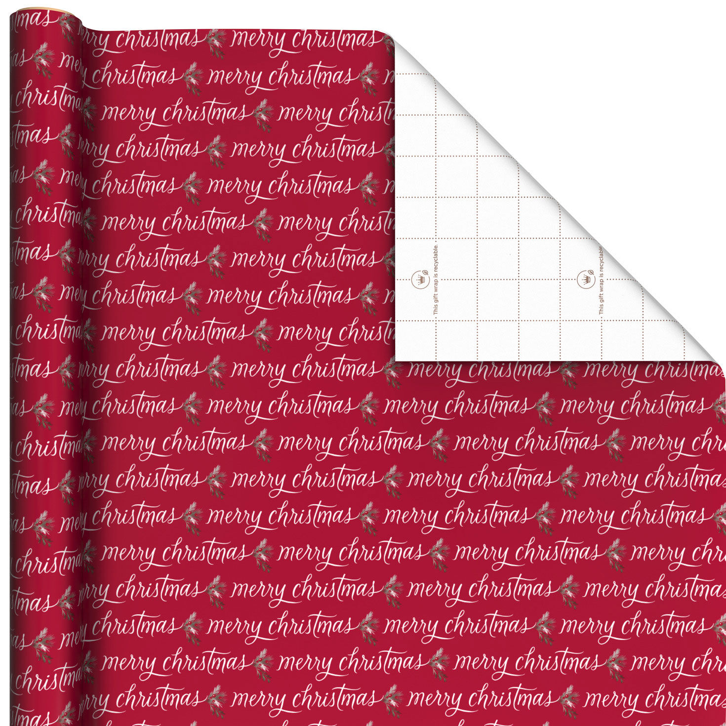 Cinnamon-Scented Merry Christmas on Red Wrapping Paper Roll, 20 sq. ft.