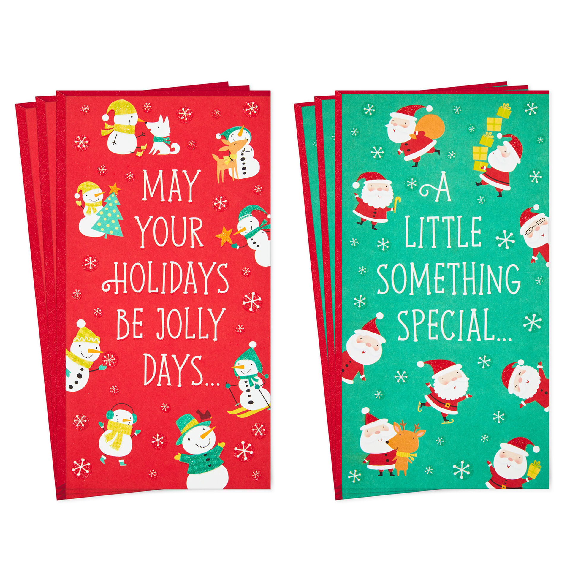 Snowmen And Santas Assorted Money Holder Christmas Cards Pack Of 6 Boxed Cards Hallmark