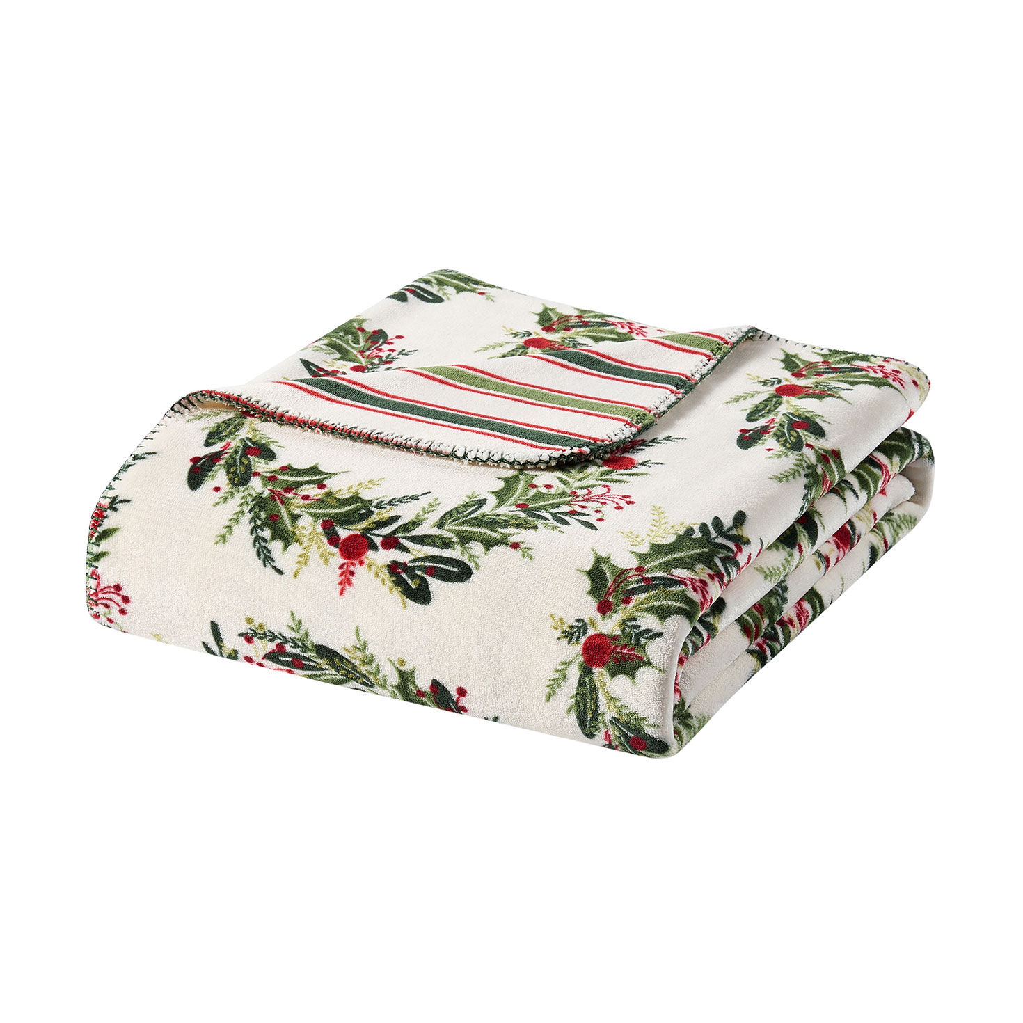 Hallmark Holiday Wreath Reversible Plush Throw - 50x70
