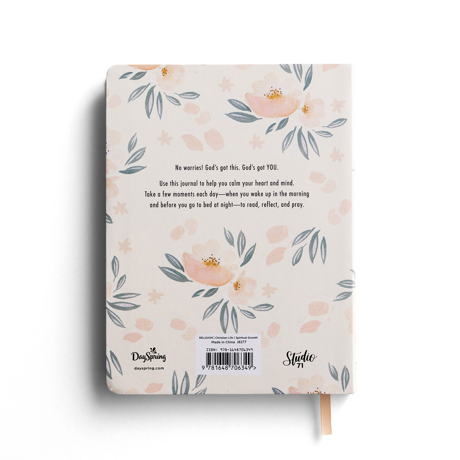 Peach Gray Flowers No Worries Journal Back image number 2