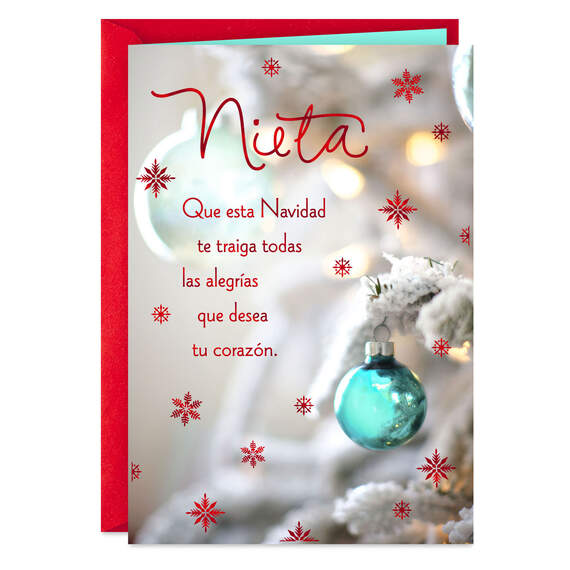 All the Joys Spanish-Language Christmas Card for Granddaughter, , large image number 1