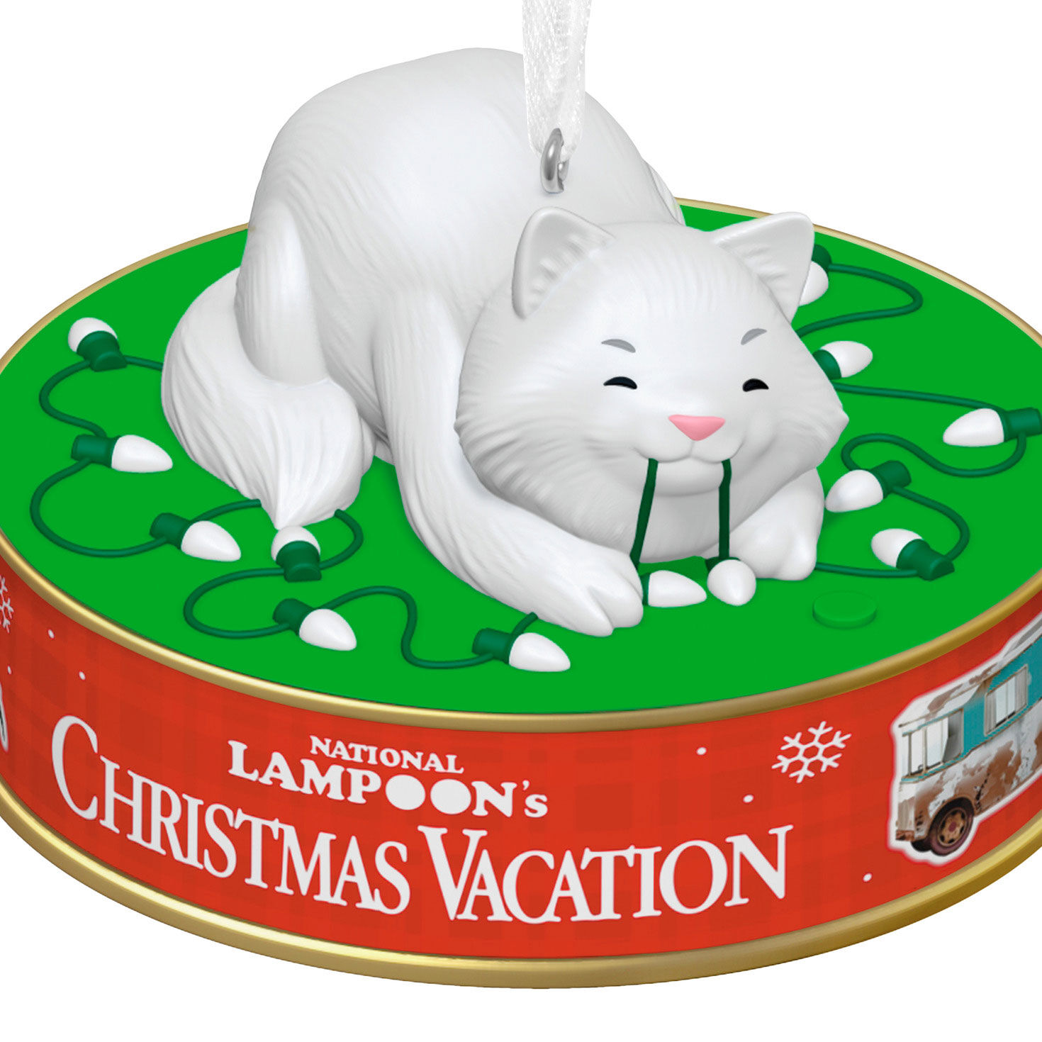 Cat Biting String Lights Keepsake Ornament closeup view image number 5