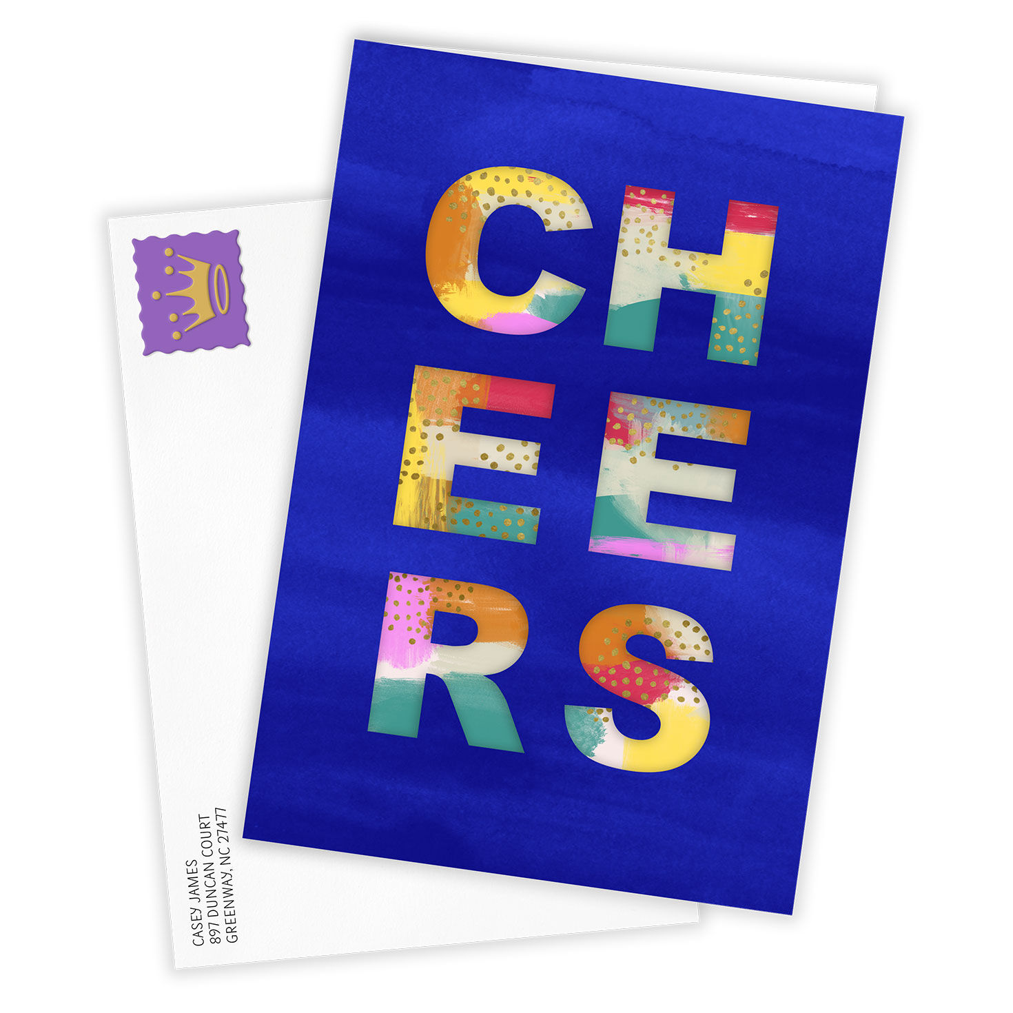 Cheers Abstract Colors Personalized Celebration Card Card Front with Envelope image number 2