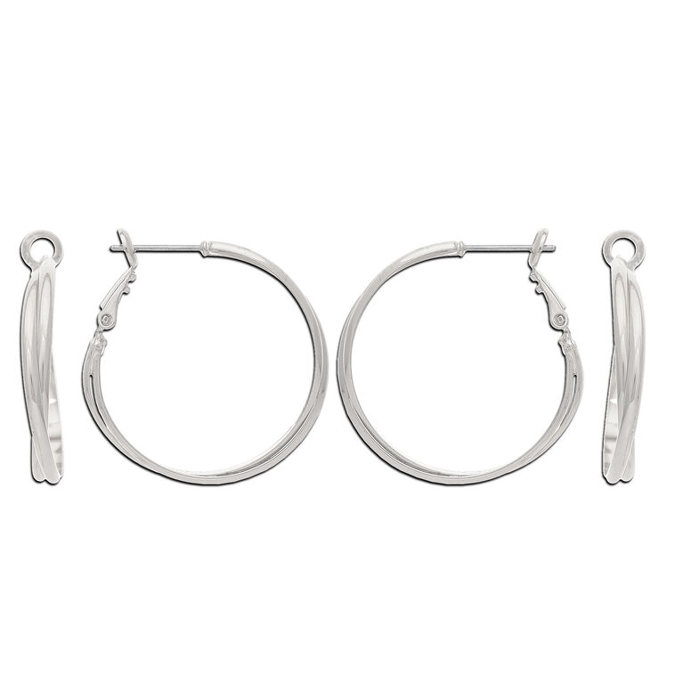 Rain Jewelry Silver Metal Twisted Hoop Earrings