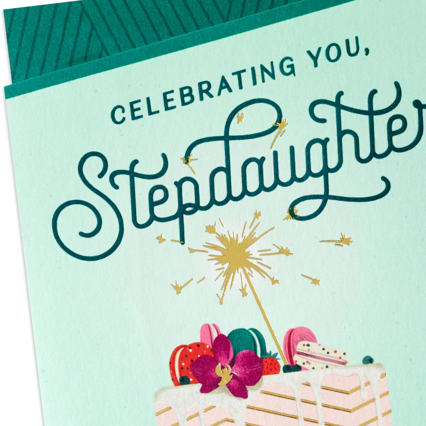 Cake With Flowers Stepdaughter Birthday Card Card Front Detail image number 4