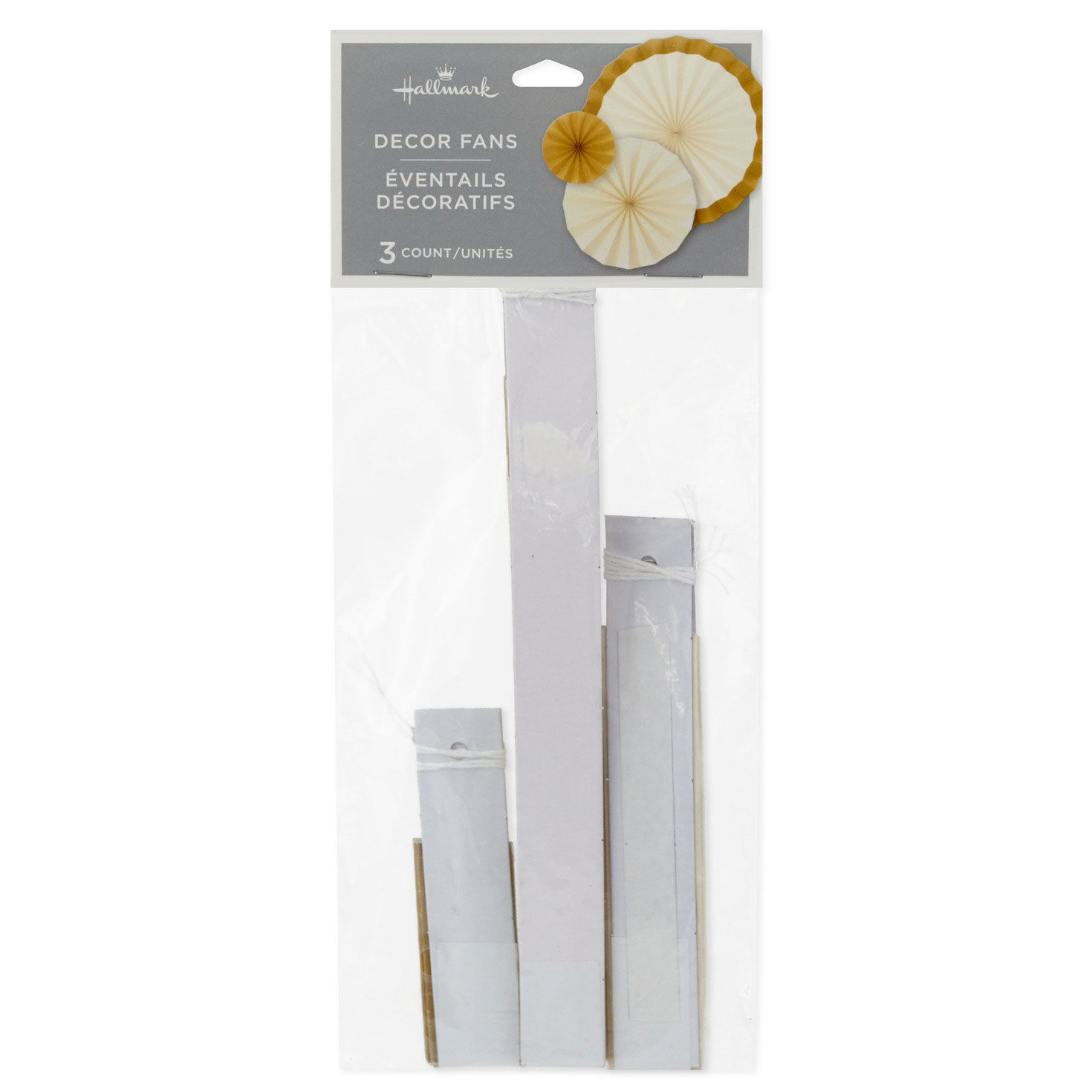 Ivory and Gold Metallic Decorative Fans, Set of 3, , large image number 3