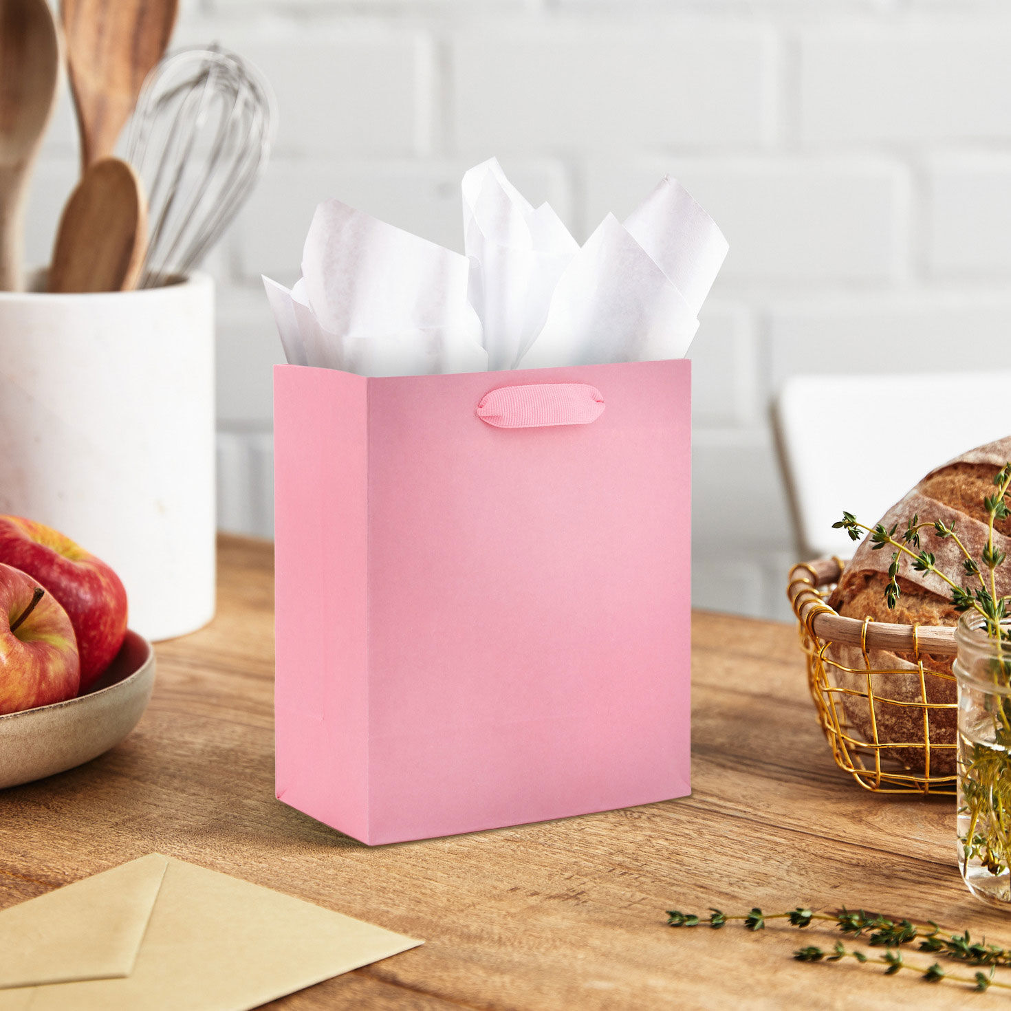 Solid Pink Small Gift Bag in use image number 2