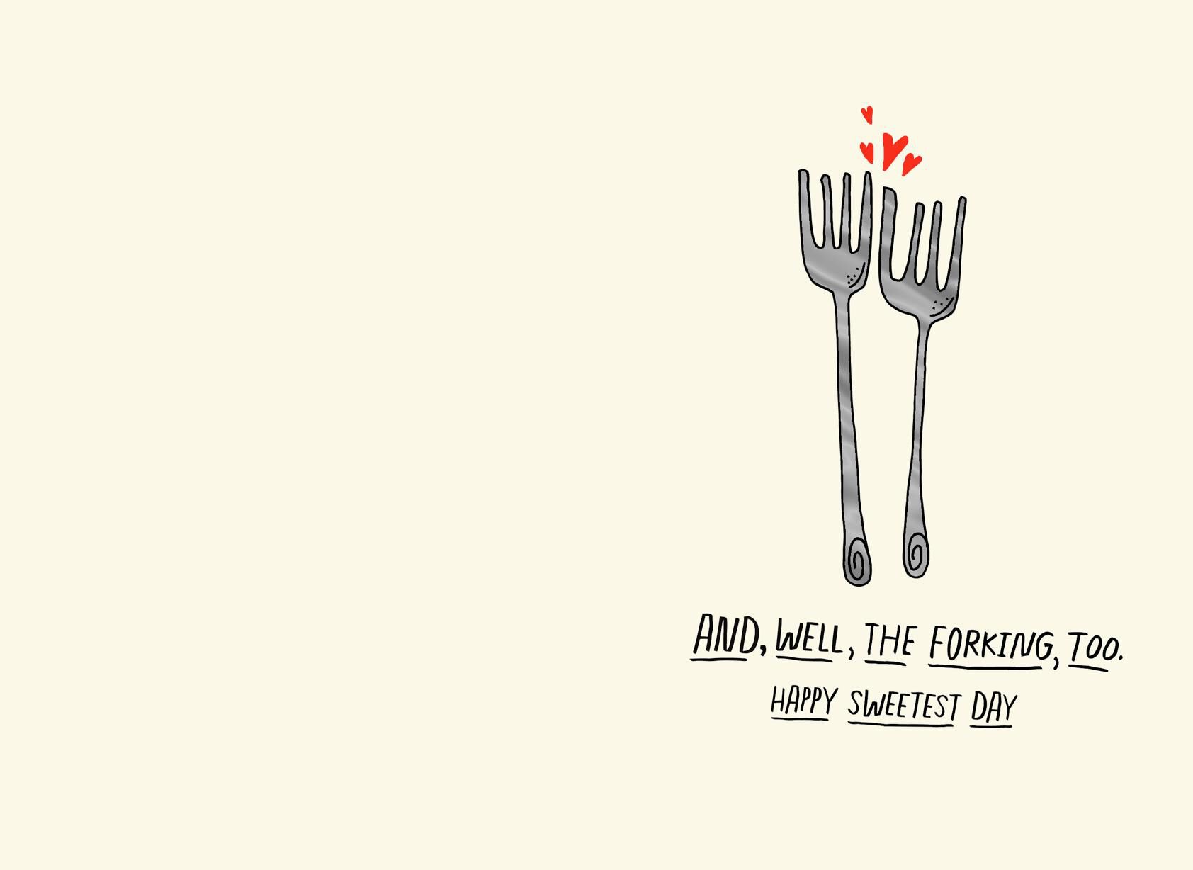 Spooning and Forking Romantic Sweetest Day Card