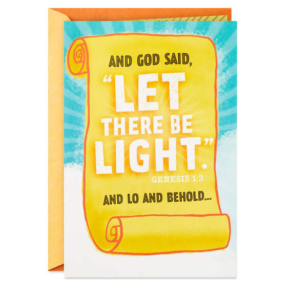 Let There Be Light Funny Pop-Up Birthday Card