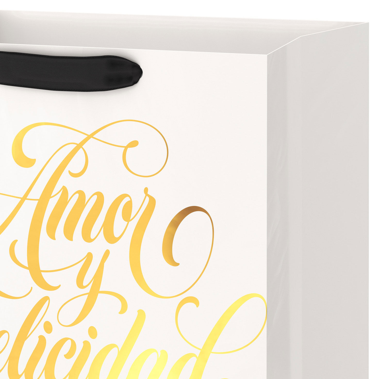 Spanish Language Gold on Cream Large Gift Bag Handle Detail image number 4