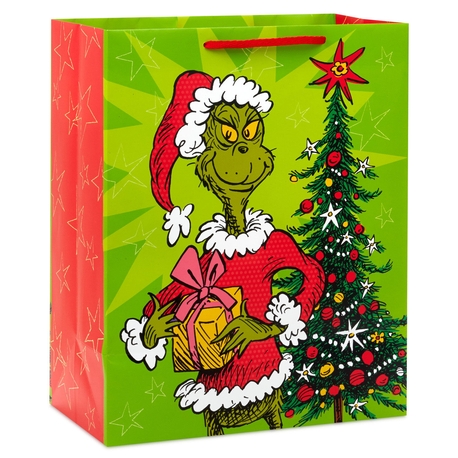 Grinch With Present Large Christmas Gift Bag back image number 6