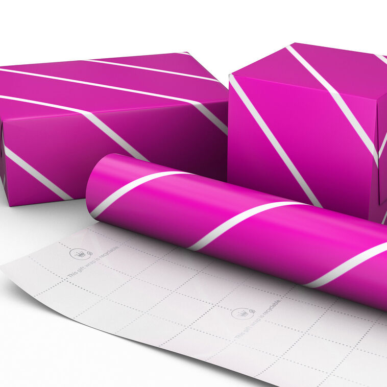 Magenta With White Stripes Wrapping Paper, 20 sq. ft., , large image number 3